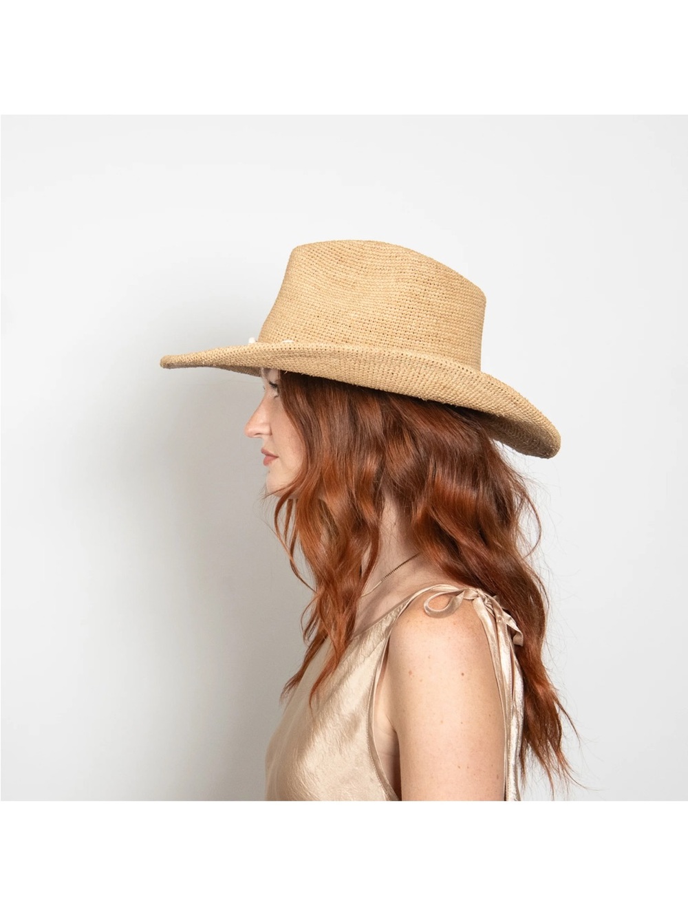 Wyeth Reed Shell Trim Band Raffia Rancher Hat Like New - Picture 11 of 11